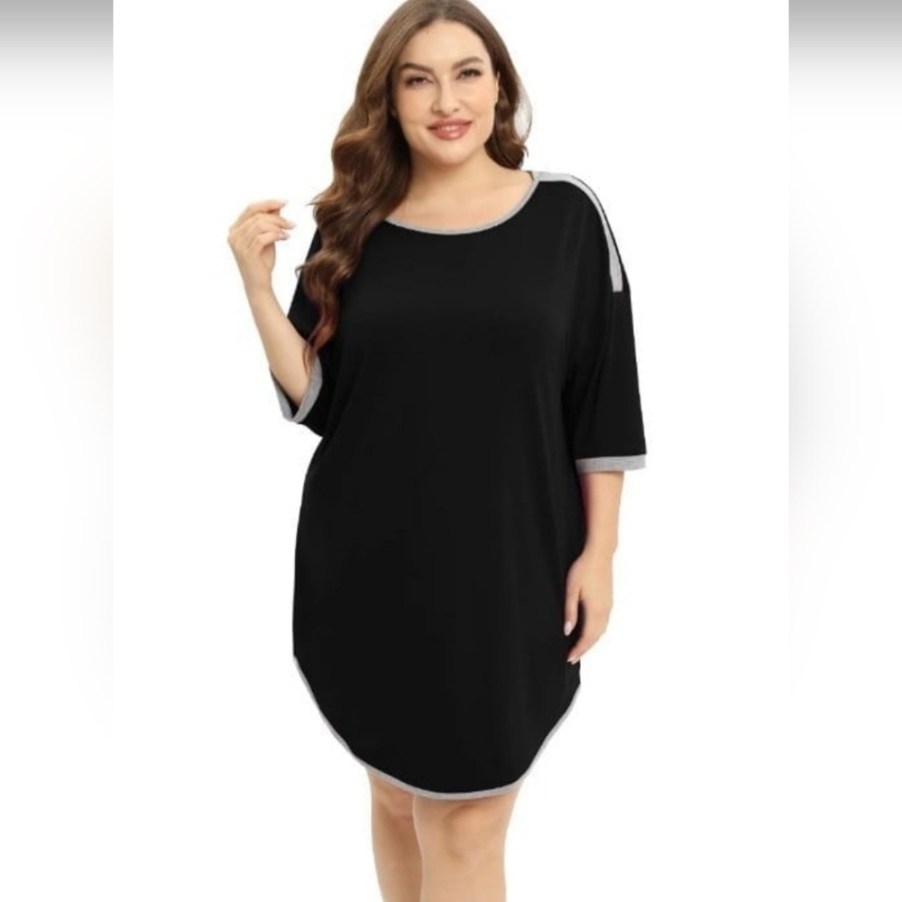 Women's 3x Black and Gray Women's Sleepwear Pajama Nightgown